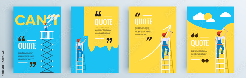 Quote frames blank templates set. Text in brackets, citation empty speech bubbles, quote bubbles. Textbox isolated on color background. Vector illustration. Quote frames blank templates set. Text in brackets, citation empty speech bubbles, quote bubbles. Textbox isolated on color background. Vector illustration.