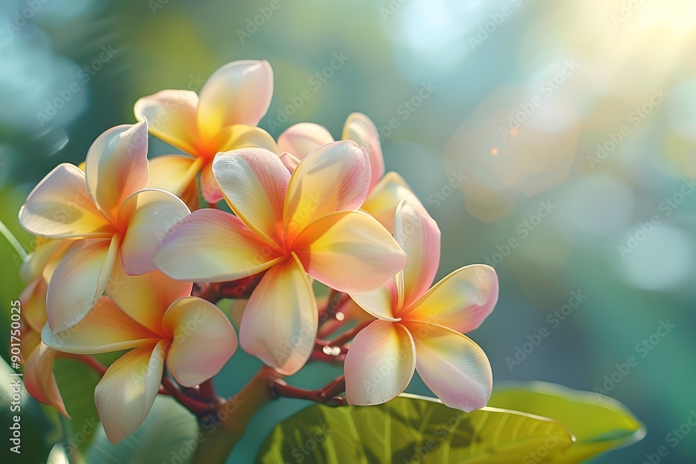Delicate Plumeria Flowers in Soft Sunlight Delicate Plumeria Flowers in Soft Sunlight