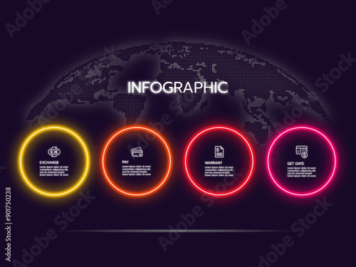 Infogrphics template. Concept  technology template future geometric shapes in cyberpunk style. photo