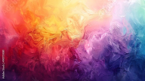 Colorful swirls of yellow, orange, pink, purple, and blue merging in abstract background © Riccardo