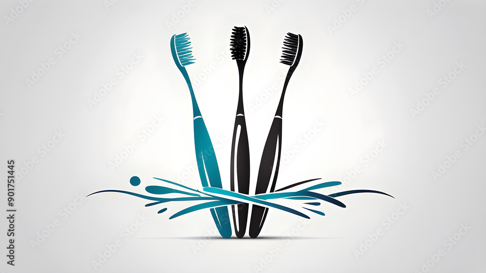 Toothbrushes logo on white background. Generative AI