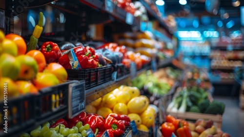 Fresh produce in supermarket aisle © Juan