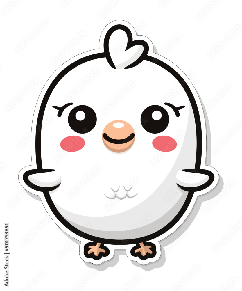 Cute chicken duck hand drawn flat stylish cartoon sticker icon Cute chicken duck hand drawn flat stylish cartoon sticker icon