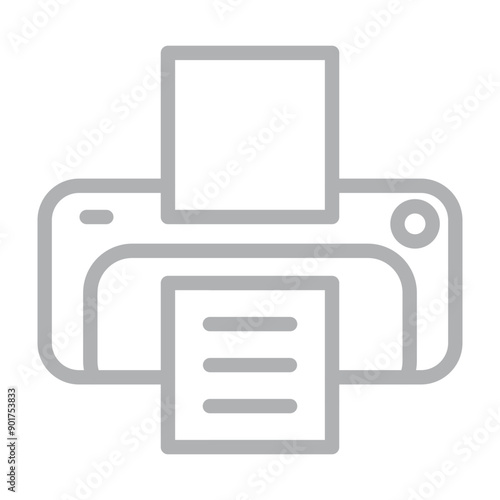 Printer Vector Line Grey Icon Design