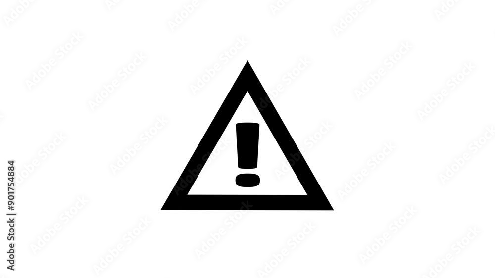 Animated caution sign with flashing exclamation mark icon on a white background Animated caution sign with flashing exclamation mark icon on a white background