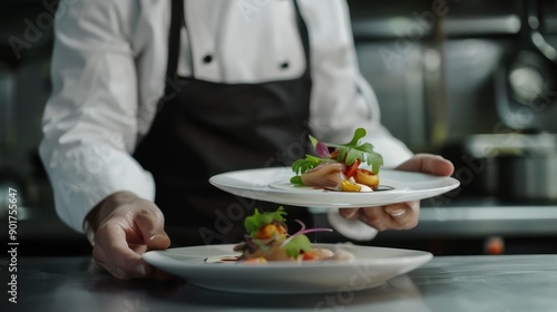 Wallpaper Mural A chef presenting a beautifully plated dish Torontodigital.ca