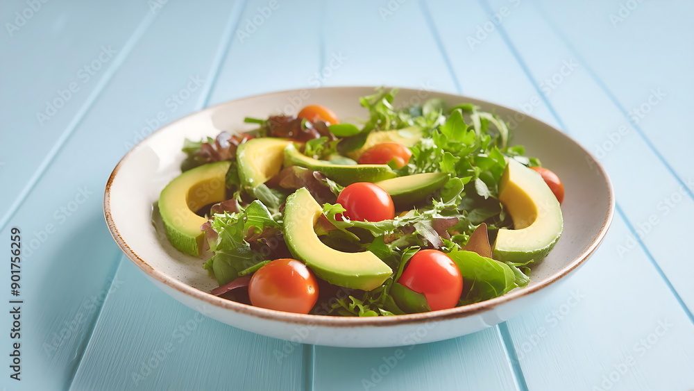 Avocado and Cherry Tomato Salad in a White Bowl Avocado and Cherry Tomato Salad in a White Bowl