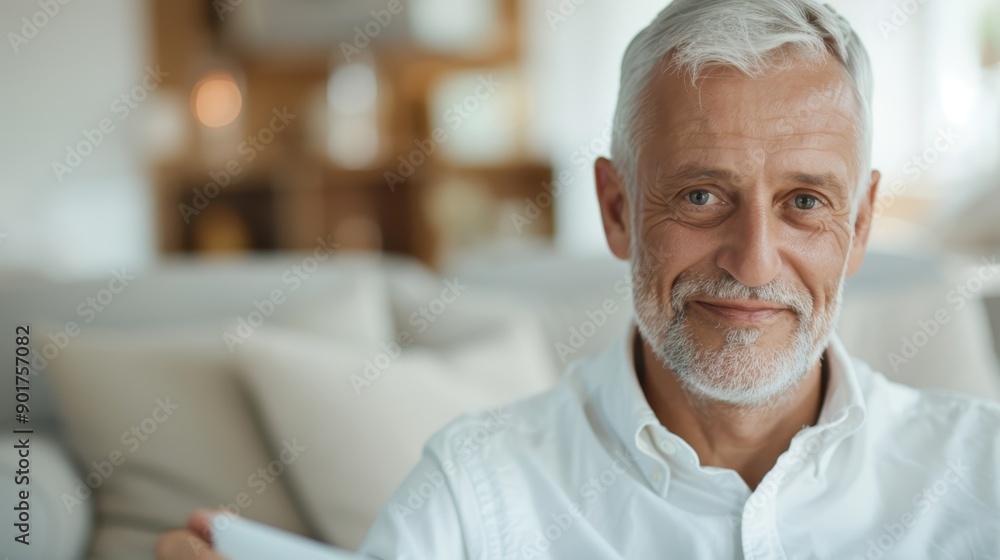 Senior's Digital Obsession: Checking Email Habits Close Up in Fusion Living Room Setting Senior's Digital Obsession: Checking Email Habits Close Up in Fusion Living Room Setting