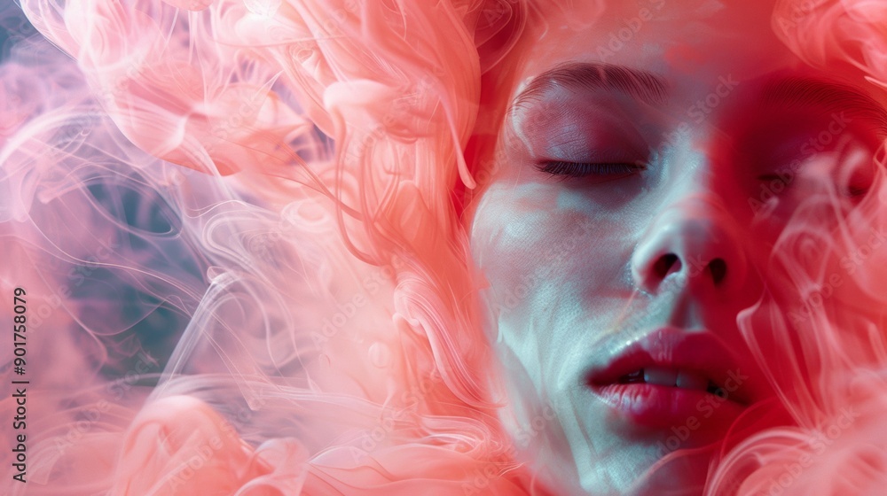 Abstract woman with pink smoke Abstract woman with pink smoke