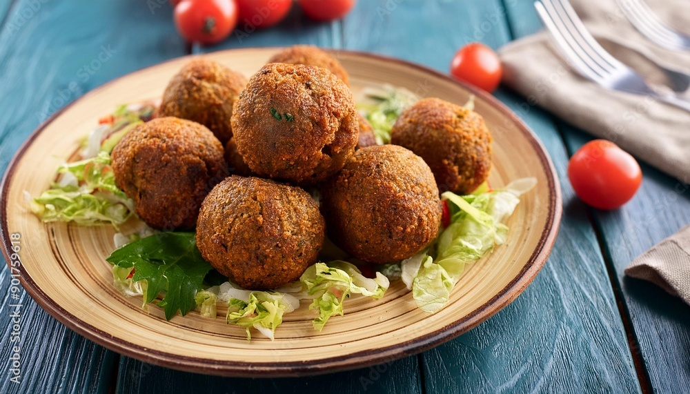 vegetarian falafel dish, AI generated vegetarian falafel dish, AI generated