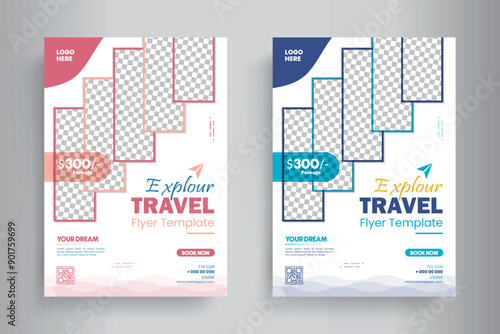 Travel Flyer or Poster Template design layout, Travel agency flyer vector posters for business.	