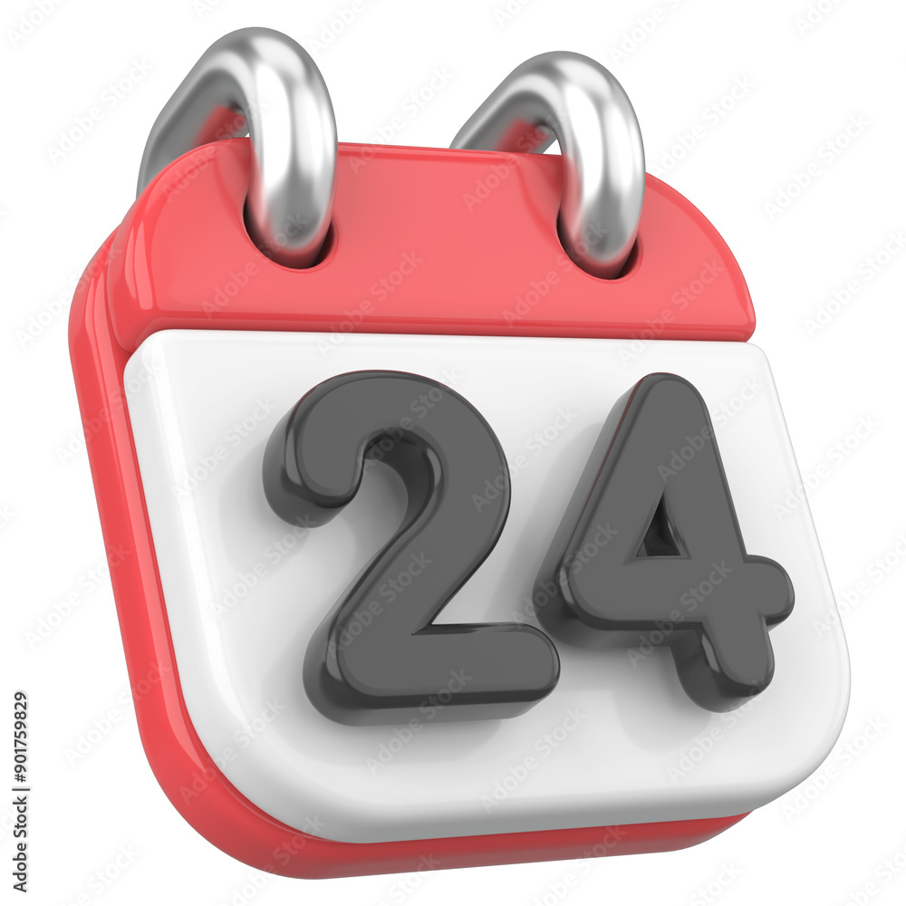 3D calendar. Day 24. Twenty-fourth day of the month. 3D illustration. 3D calendar. Day 24. Twenty-fourth day of the month. 3D illustration.