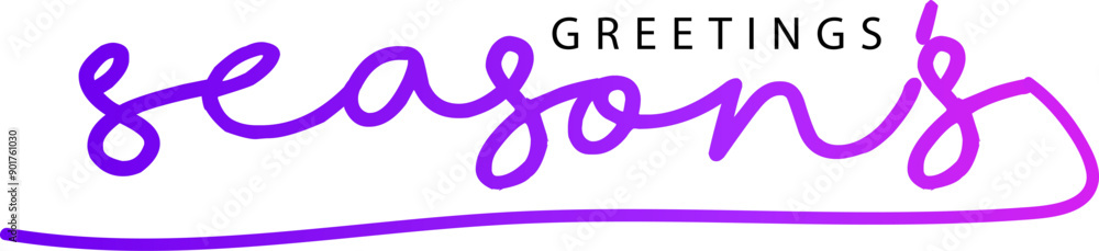 Season's Greetings trendy lettering text. Hand written calligraphy inscription with omela leaves, spruce branch. Vector Season's Greetings trendy lettering text. Hand written calligraphy inscription with omela leaves, spruce branch. Vector