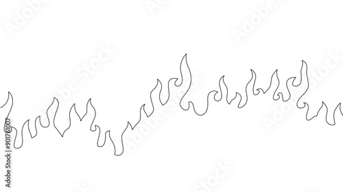 Abstract Fire Background. Abstract flame Background. doodle fire background. Fire outline. Fire flame continue line.