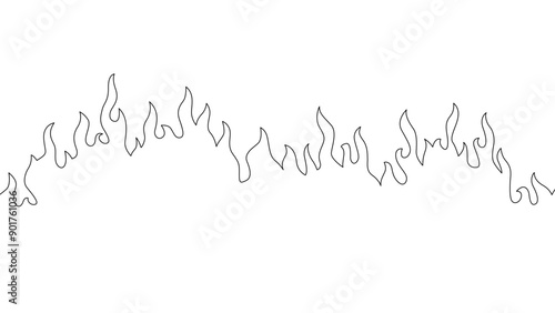 Abstract Fire Background. Abstract flame Background. doodle fire background. Fire outline. Fire flame continue line.