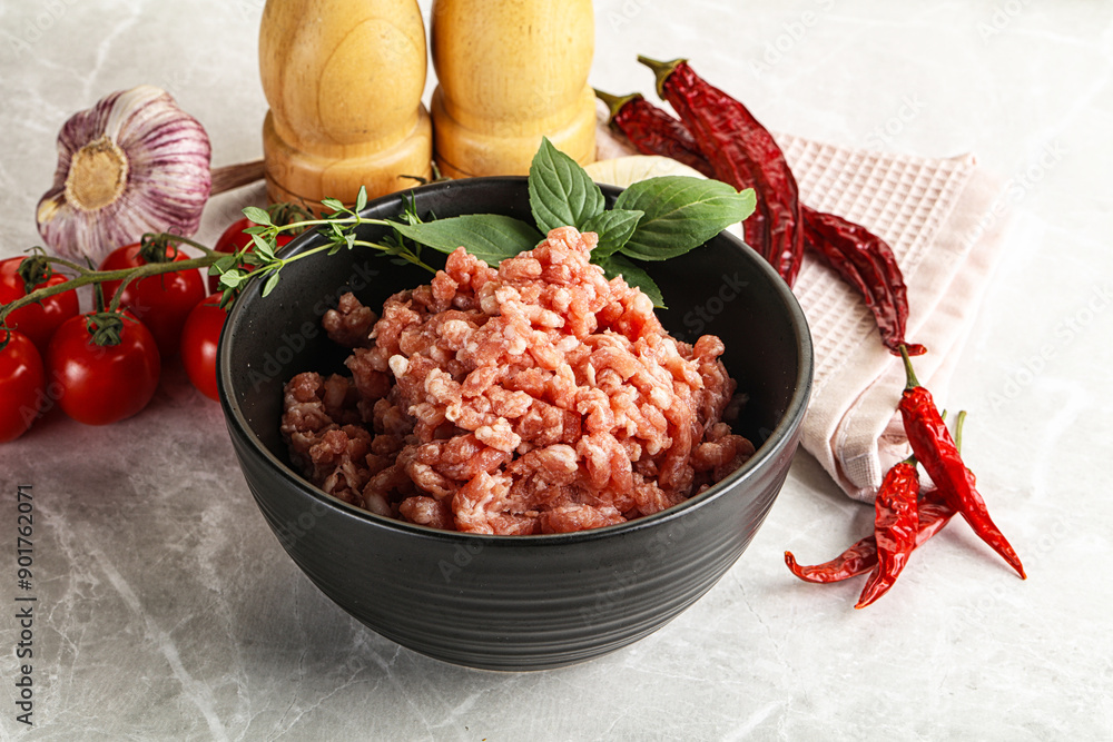 Raw minced pork uncooked meat Raw minced pork uncooked meat
