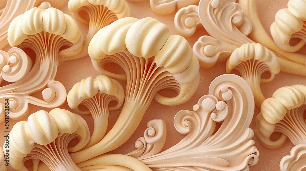 A flowery and swirly wall design viewed up close A flowery and swirly wall design viewed up close