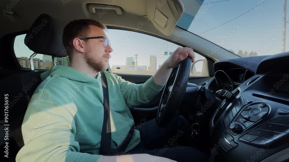 man in car. driver. slow motion. High quality footage 4K man in car. driver. slow motion. High quality footage 4K