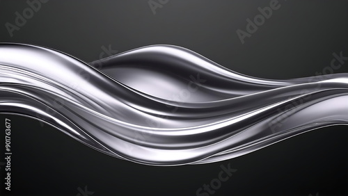 Wallpaper Mural Abstract Silver Wave on a Dark Background Torontodigital.ca