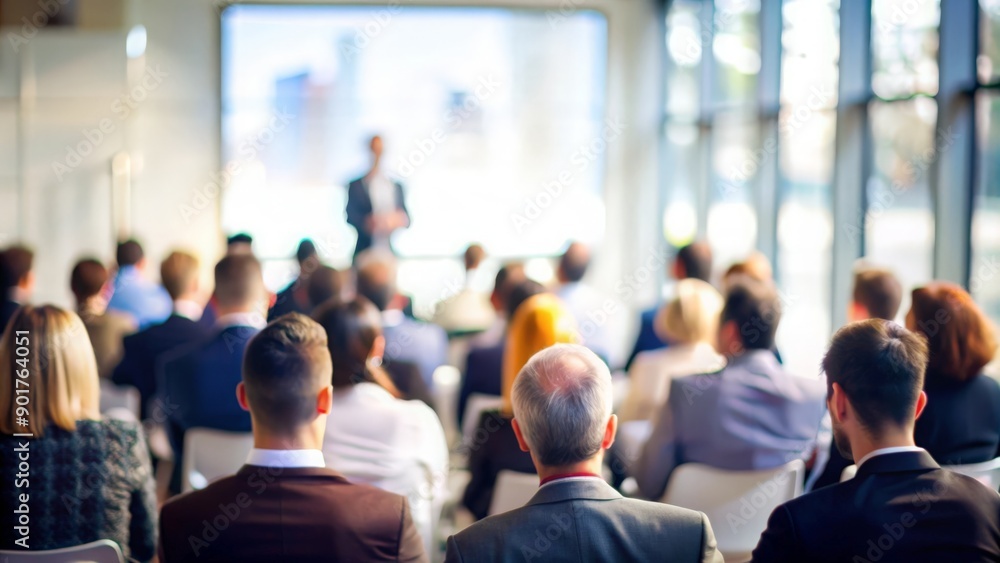 Audience Watching Business Presentation - An audience watching a business presentation, with the background blurred.
Audience Watching Business Presentation - An audience watching a business presentation, with the background blurred.