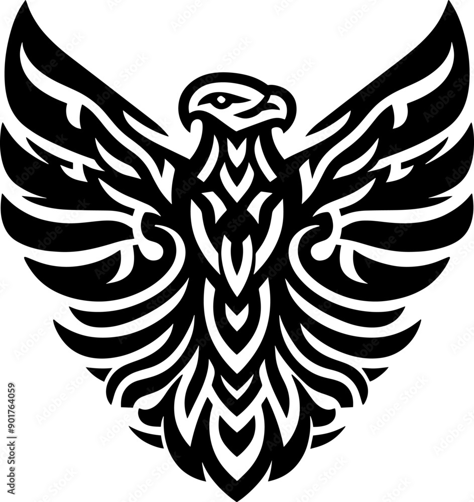 Fototapeta premium tribal Tattoo art design of eagle logo silhouette 