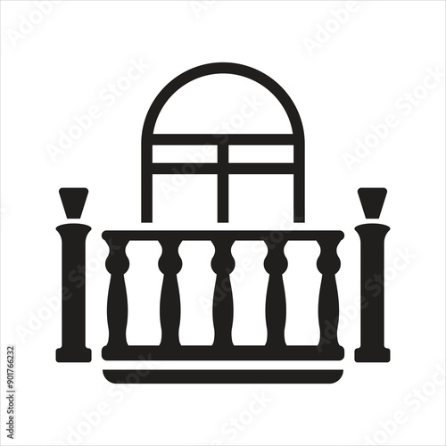 Balcony icon. Balcony window apartment home icon