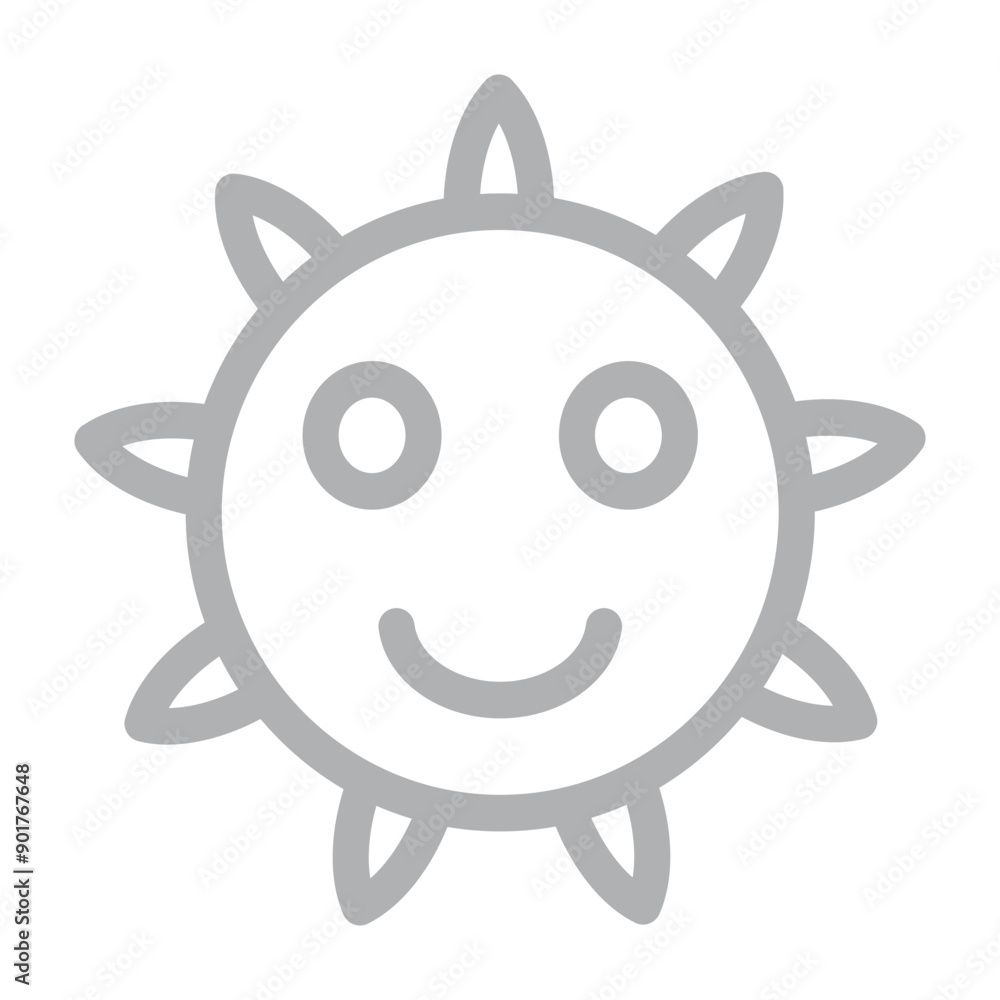 emoji sun flower Vector Line Grey Icon Design emoji sun flower Vector Line Grey Icon Design