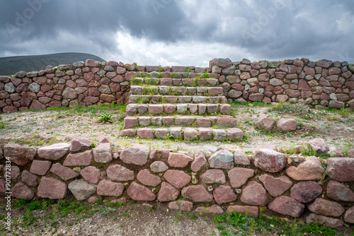 Ruins of Rumicucho, Pomasqui, Ecuador. These ruins are supposed to be remnants of the Inca civilization, which disappeared after the Spanish conquest of America.  photo