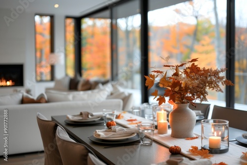 Autumn Table Setting With Candles