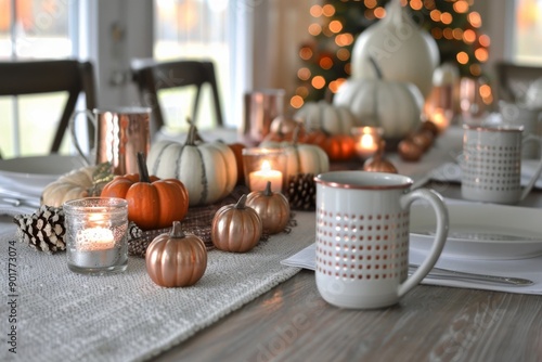 Fall Table Setting With Pumpkins and Candles