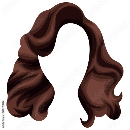 women's medium length curly brown hair without bangs with voluminous styling for female characters