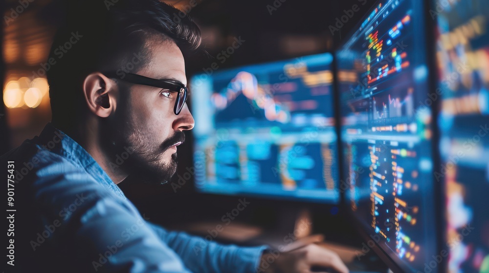 A data scientist using machine learning algorithms to interpret large data sets A data scientist using machine learning algorithms to interpret large data sets