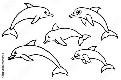 Dolphin line art illustration Design Concepts