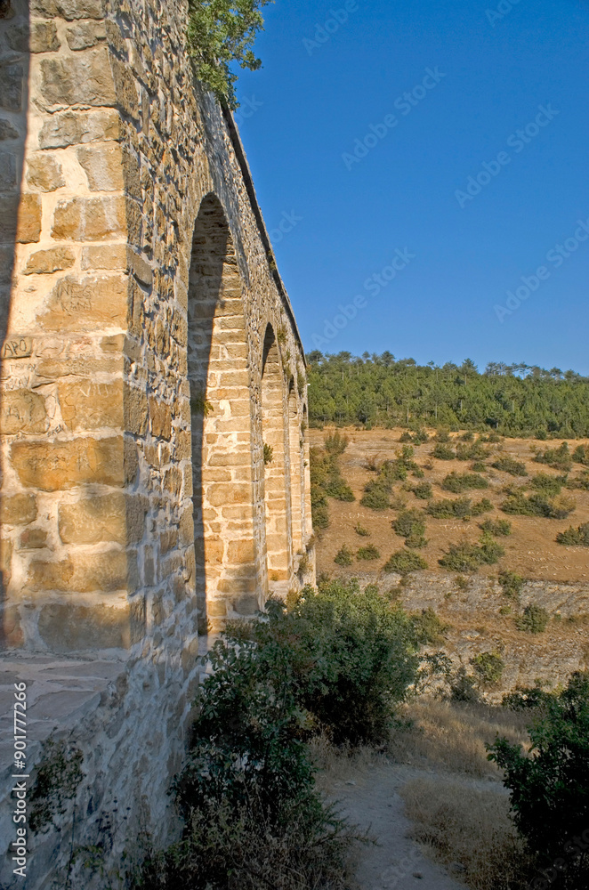 A view of the Incekaya Aqueduct and Tokatlı Canyon in Safranbolu, Turkey A view of the Incekaya Aqueduct and Tokatlı Canyon in Safranbolu, Turkey