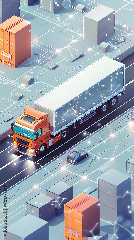 Futuristic Digital Logistics Hub with Advanced Transportation and Data Systems Futuristic Digital Logistics Hub with Advanced Transportation and Data Systems
