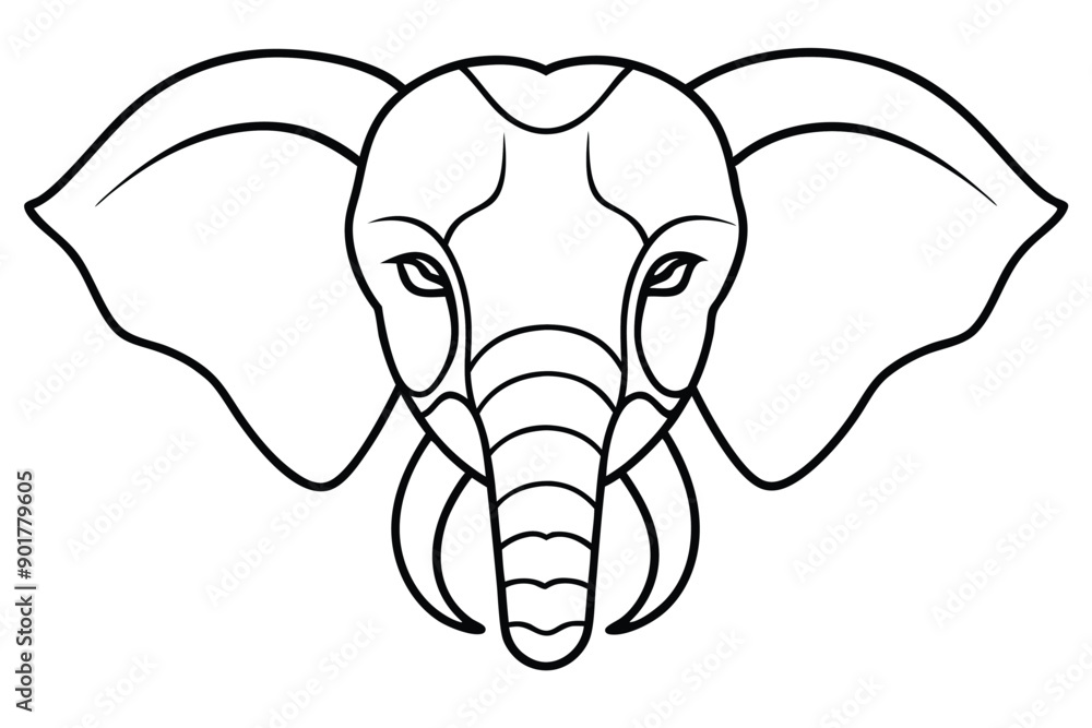 Fototapeta premium Elephant head line art illustration