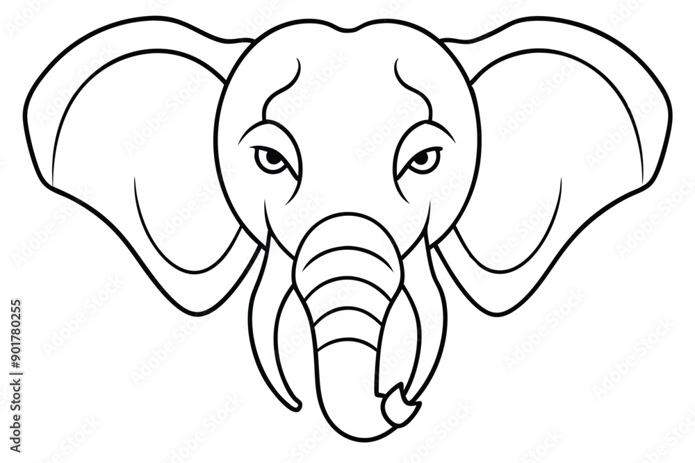 Elephant head line art illustration Elephant head line art illustration