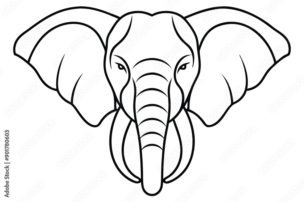 Fototapeta premium Elephant head line art illustration