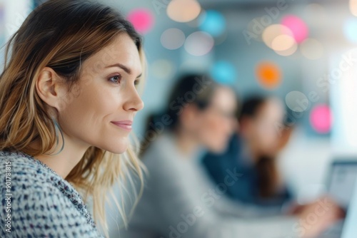 Woman Working on Laptop in Office