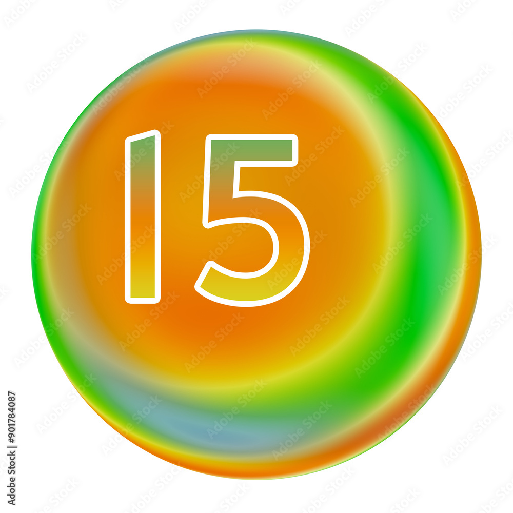 Colorful gradient sphere with number 15 Colorful gradient sphere with number 15