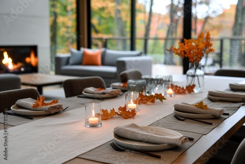 Autumn Table Setting With Candles