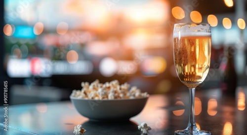 Beer And Popcorn In Front Of TV