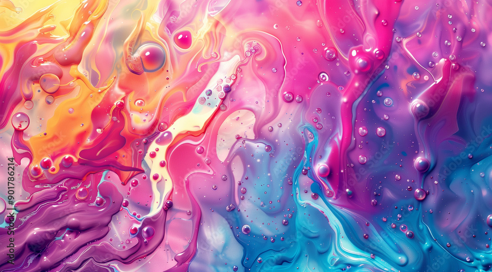 Obraz premium Vibrant Water Splash with Abstract Background, Colorful fluid liquid mixing flow abstract wallpaper water background 