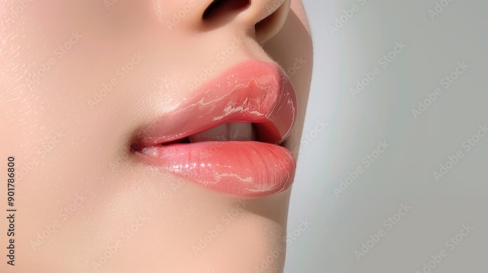 Obraz premium naturel candy lips, permanent make up lips pink