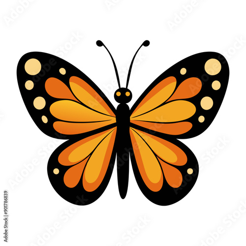 A butterfly with orange and yellow wings 