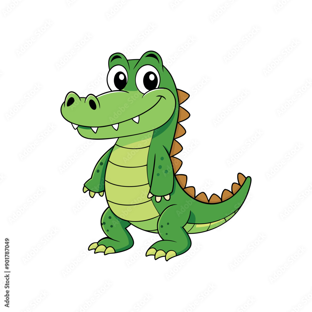 Naklejka premium Vector cartoon Alligator Crocodile Clipart illustration On a White Background