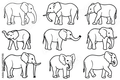 Elephant line art illustration Design Concepts