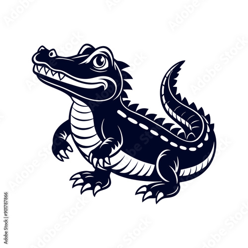 Vector cartoon Alligator Crocodile silhouettes Clipart illustration On a White Background © Roman