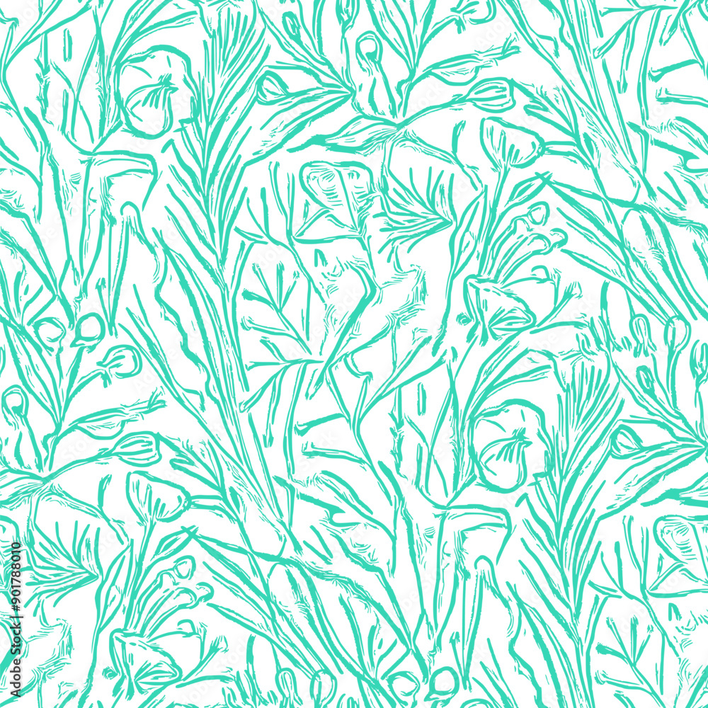 Abstract seamless pattern with green leaves. Vector illustration. Abstract seamless pattern with green leaves. Vector illustration.