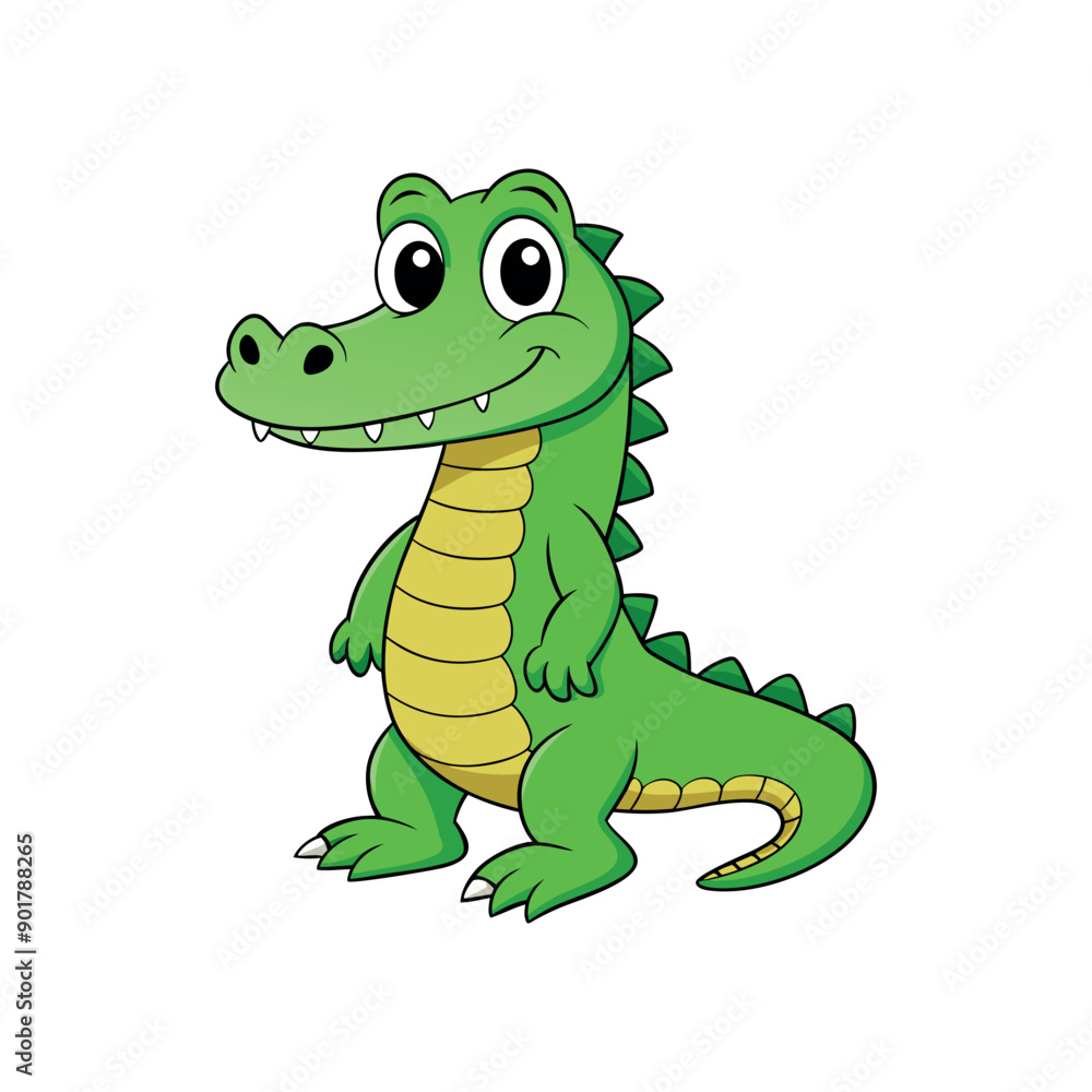 Naklejka premium Vector cartoon Alligator Crocodile Clipart illustration On a White Background